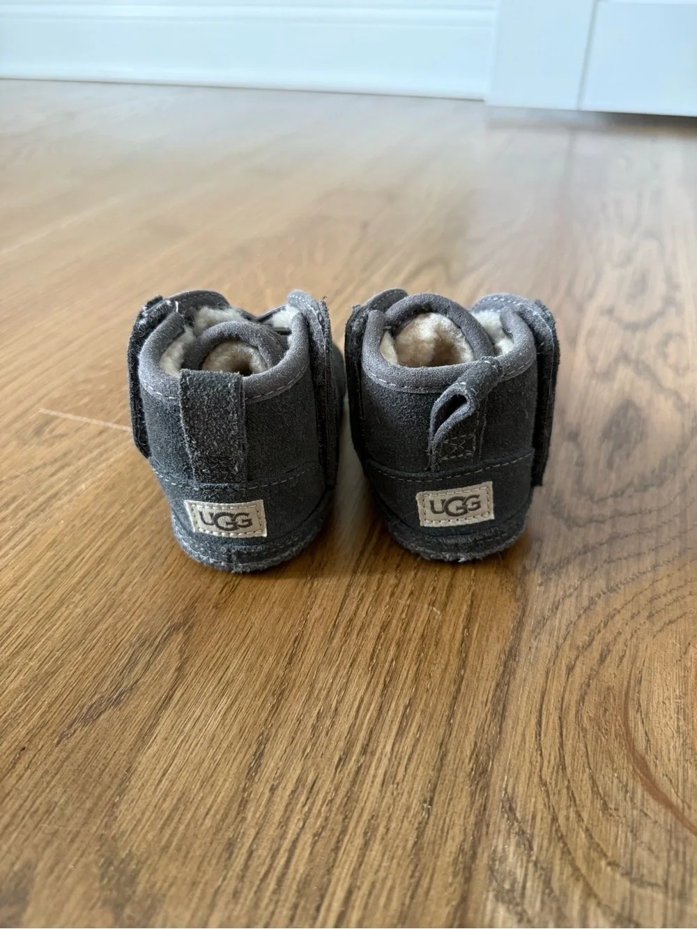 UGG Baby Suede Lace-Up Booties in Gray